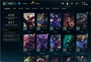 Conta ouro 2 com TODOS os champs e 331 Skins + 5 Vitoriosas - League of Legends LOL