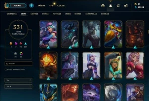 Conta ouro 2 com TODOS os champs e 331 Skins + 5 Vitoriosas - League of Legends LOL