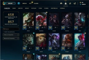 Conta ouro 2 com TODOS os champs e 331 Skins + 5 Vitoriosas - League of Legends LOL