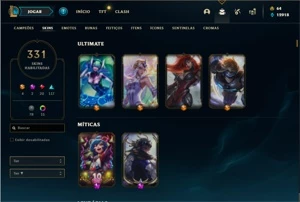 Conta ouro 2 com TODOS os champs e 331 Skins + 5 Vitoriosas - League of Legends LOL