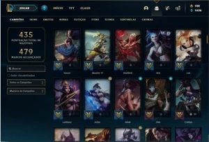 Conta ouro 1 com 141 Champs e 219 Skins + 6 Prestigios - League of Legends LOL