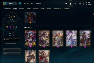 Conta ouro 1 com 141 Champs e 219 Skins + 6 Prestigios - League of Legends LOL