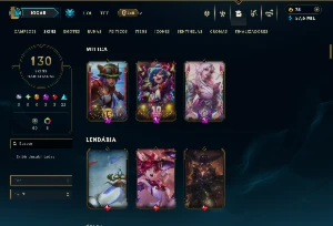 Ferro 1 com TODOS os Champs e 130 Skins +1 Prestigio da Lux - League of Legends LOL