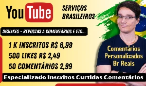 Youtube: Inscritos, Curtidas e Comentários, Serviços Mais Ac - Redes Sociais