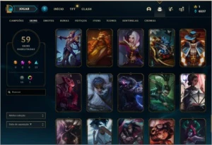 Conta level 117 com Rammus Rei e 58 skins, Elo: Ouro 4 - League of Legends LOL