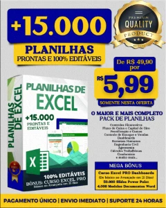 Pack +15.000 Planilhas Premium Editáveis┃Envio Imediato