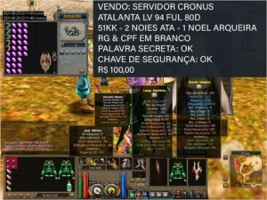Conta Priston - Cronus ATA lv 94 Ful 80D e 51kk - Priston Tale