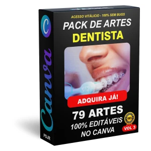 Pack Canva Dentista - 79 Artes Editáveis - Serviços Digitais