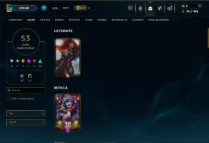 Platina 4 com 90 Champs e 53 Skins ( JG / MID / TOP ) - League of Legends LOL