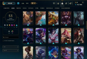 Platina 4 com 90 Champs e 53 Skins ( JG / MID / TOP ) - League of Legends LOL