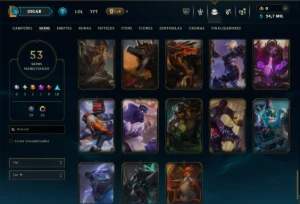 Platina 4 com 90 Champs e 53 Skins ( JG / MID / TOP ) - League of Legends LOL