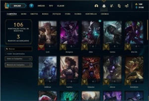 Conta unranked com 41 Champs e 12 Skins - League of Legends LOL