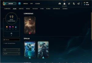 Conta unranked com 41 Champs e 12 Skins - League of Legends LOL