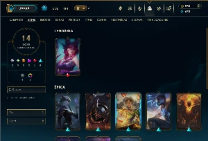 Ouro 4 com 75 Champs e 14 Skins +4 Fragmentos - League of Legends LOL