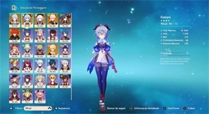 GENSHIN IMPACT AR 42 COM AYATO, GANYU, KAZUHA, MONA E ETC..