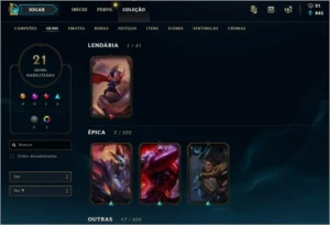 Conta Diamante 3 (Borda Diamante) - 52 Campões e 21 Skins - League of Legends LOL