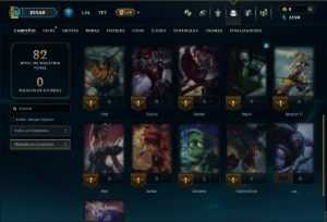 Unranked com 20 Champs e 10 Skins - League of Legends LOL