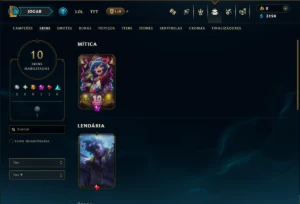 Unranked com 20 Champs e 10 Skins - League of Legends LOL