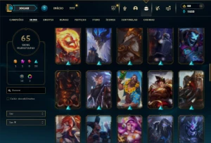 Esmeralda 4 com 110 Champs e 65 Skins + 10 Espolios - League of Legends LOL