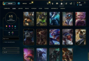 Esmeralda 4 com 110 Champs e 65 Skins + 10 Espolios - League of Legends LOL