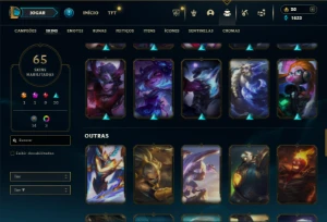 Esmeralda 4 com 110 Champs e 65 Skins + 10 Espolios - League of Legends LOL