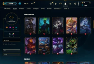 Esmeralda 4 com 110 Champs e 65 Skins + 10 Espolios - League of Legends LOL