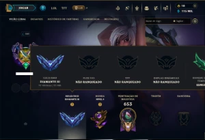 Diamante 3 com TODOS os Champs e 122 Skins (MID / ADC / JG) - League of Legends LOL