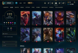 Diamante 3 com TODOS os Champs e 122 Skins (MID / ADC / JG) - League of Legends LOL