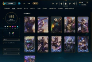 Diamante 3 com TODOS os Champs e 122 Skins (MID / ADC / JG) - League of Legends LOL