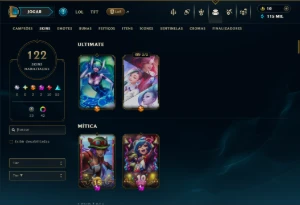 Diamante 3 com TODOS os Champs e 122 Skins (MID / ADC / JG) - League of Legends LOL