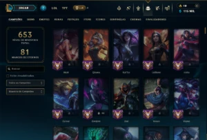 Diamante 3 com TODOS os Champs e 122 Skins (MID / ADC / JG) - League of Legends LOL