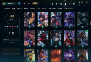 Diamante 3 com TODOS os Champs e 122 Skins (MID / ADC / JG) - League of Legends LOL