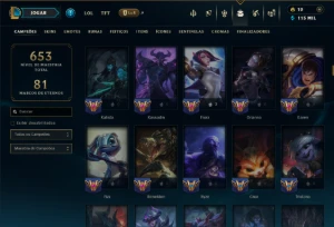 Diamante 3 com TODOS os Champs e 122 Skins (MID / ADC / JG) - League of Legends LOL