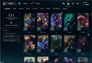 Conta prata 1 com 143 Champs e 153 Skins + 4 Vitoriosas - League of Legends LOL