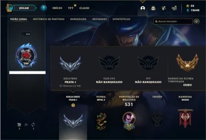 Conta prata 1 com 143 Champs e 153 Skins + 4 Vitoriosas - League of Legends LOL