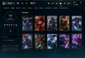 Unranked com 35 Champs e 10 Skins - League of Legends LOL