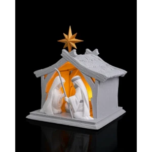 Luminária de Natal 3D Presépio Sagrada Família - 19cm - Artesanato e Personalizados