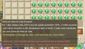 Gema da alma de Gaia Europeia 100% exp por 7 dias (Mandaya) - Grand Fantasia GF