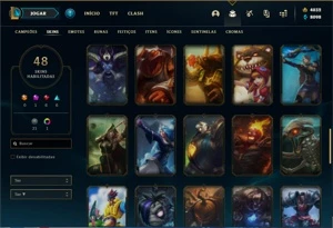 Conta Platina 3 com 90 Champs e 48 Skins +4000 RP - League of Legends LOL