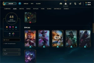 Conta Platina 3 com 90 Champs e 48 Skins +4000 RP - League of Legends LOL