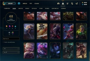 Conta Platina 3 com 90 Champs e 48 Skins +4000 RP - League of Legends LOL