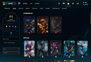 Conta Unranked com 115 Champs e 46 Skins - League of Legends LOL