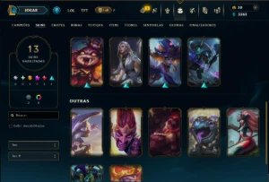 Unranked com 50 Champs e 13 Skins - League of Legends LOL
