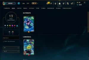 Unranked com 50 Champs e 13 Skins - League of Legends LOL
