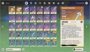 Genshin, Ar47, 4 5* e duas armas 5*, mapa a explorar - Genshin Impact