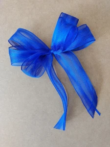 Laço com Fita Organza com Presponto - Azul Royal - Artesanato e Personalizados