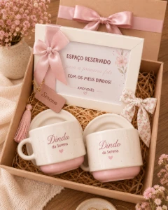 Kit Convite para Padrinhos Personalizado com Xícaras - Artesanato e Personalizados