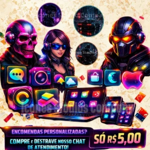 CYBERPUNK PACK: 50 Ícones e Avatares Neon Prontos PC & Cel