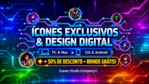 Pacote de Ícones Gamer + Avatares e Cursores Exclusivos (PC) - Arte Digital Artes Canva