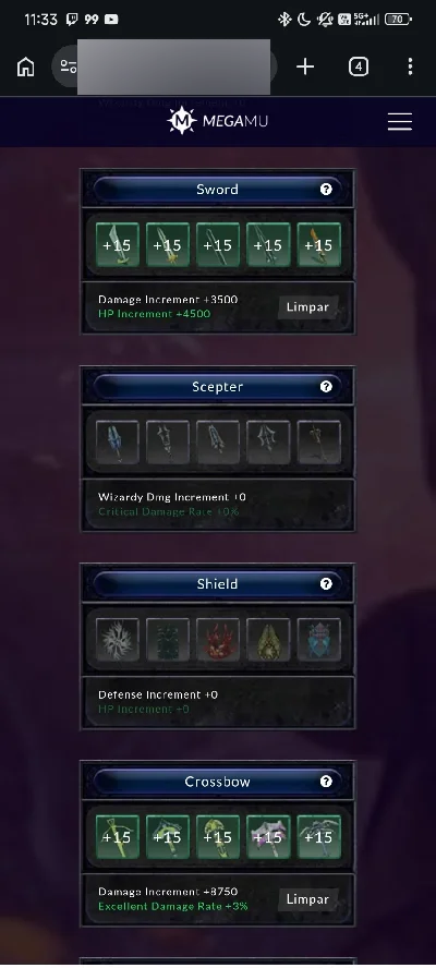 ELFA LVL 1101 /200RR Todos os itens quests 26/26 - MU Online